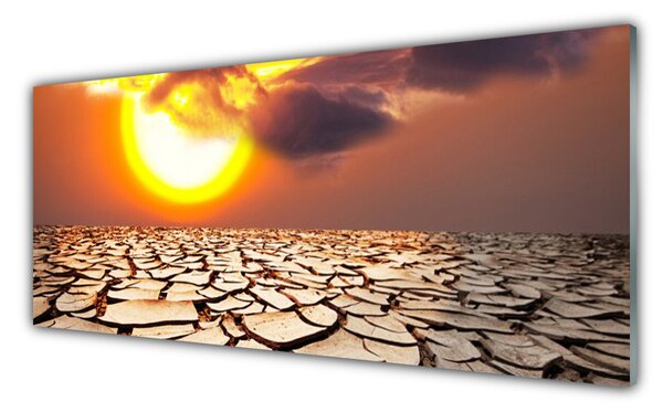 Panou sticla bucatarie Sun Desert Peisaj Galben Maro
