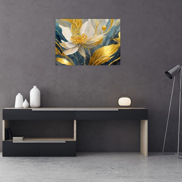 Tablou - Pictura de flori de aur (70x50 cm)