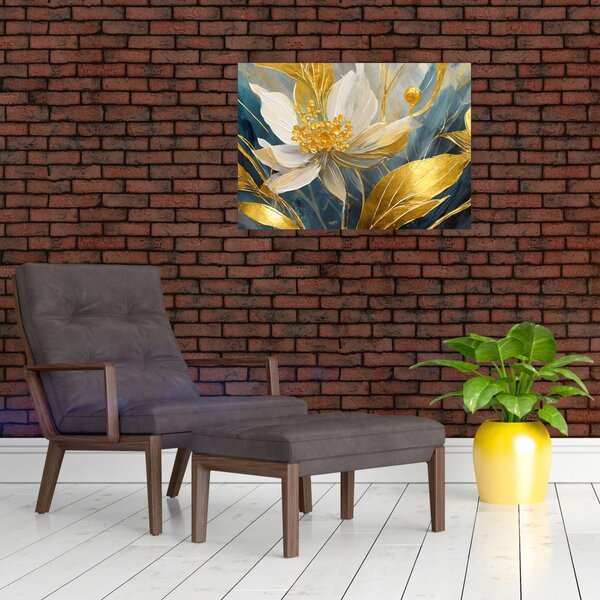 Tablou - Pictura de flori de aur (70x50 cm)