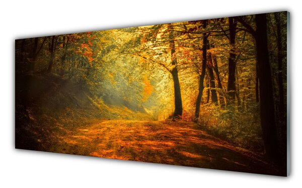 Tablou pe sticla Natural Pădurea Verde Galben Maro
