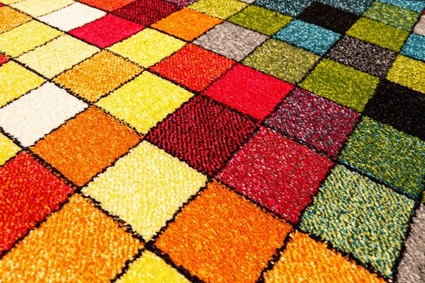 Covor Kolibri Copii 11161 130, Model Patratele, Multicolor Multicolor, Dreptunghi, 80x150