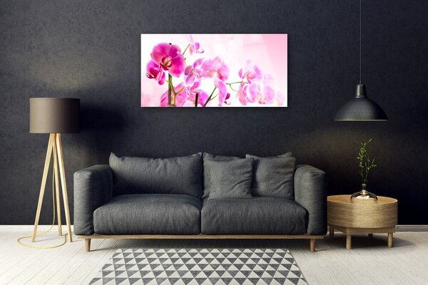 Tablou pe sticla Flori roz Floral