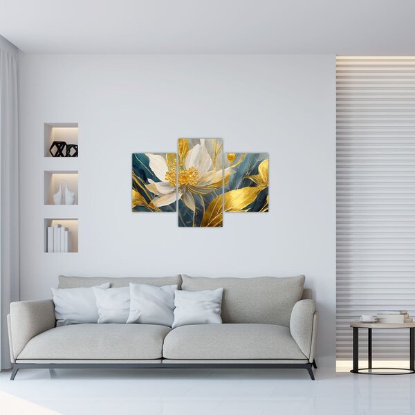Tablou - Pictura de flori de aur (90x60 cm)