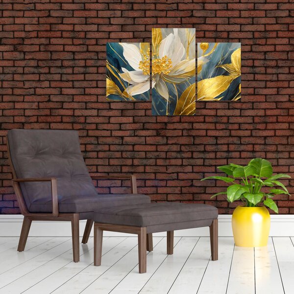 Tablou - Pictura de flori de aur (90x60 cm)