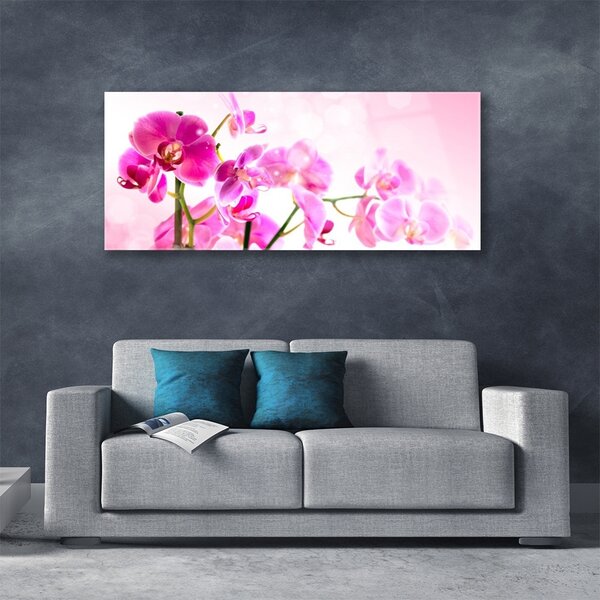 Tablou pe sticla Flori roz Floral
