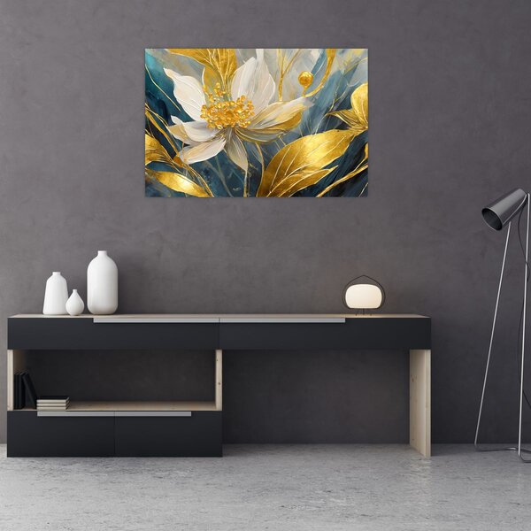 Tablou - Pictura de flori de aur (90x60 cm)