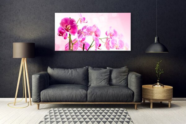 Tablou pe sticla Flori roz Floral