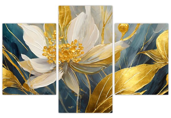Tablou - Pictura de flori de aur (90x60 cm)