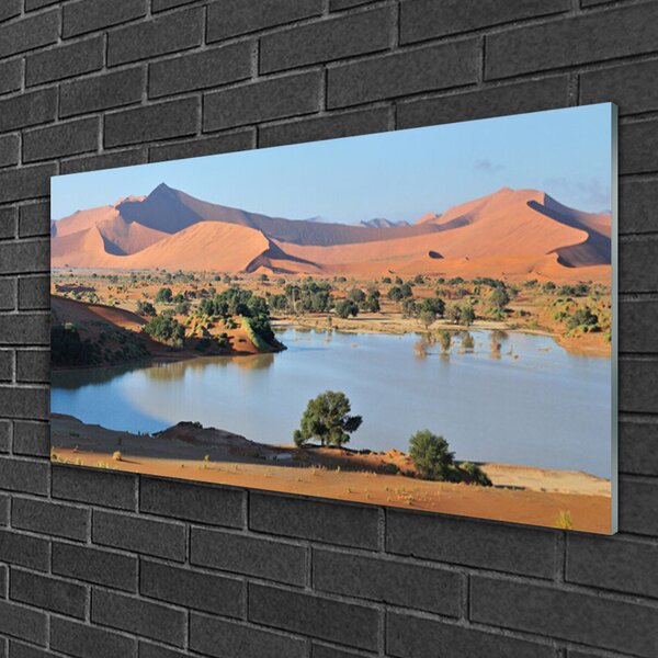 Tablou pe sticla Bay Desert Peisaj Maro Verde Albastru