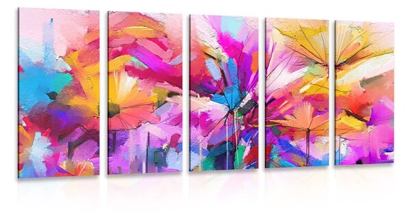 Tablou 5-piese flori colorate abstracte