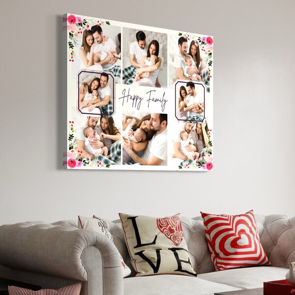 Tablou Canvas Personalizat cu 8 Poze Pentru Familie "Happy Family", PS101