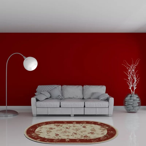 Covor Living Sufragerie, Model 551 120 Oval, Crem Rosu Oval, 100x200