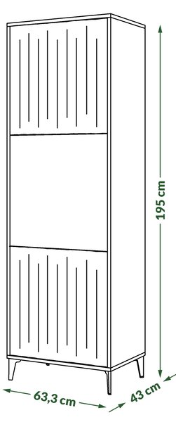 MAZZONI Gold Medal 2024 Dulap înalt RIMINI SZ-63 Bej Taupe/Negru Mat - UN DULAP MODERN/TURN CU RAFTURI ȘI FRONTURI TEXTURATE