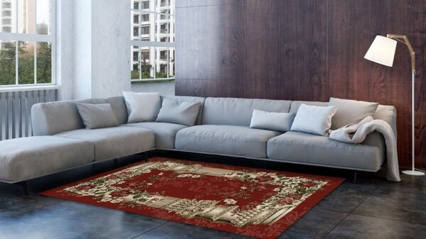 Covor Clasic, Model Coloane 532 210, Rosu Dreptunghi, 100x200