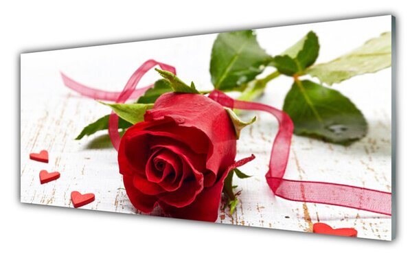 Tablou pe sticla Rose Floral Red