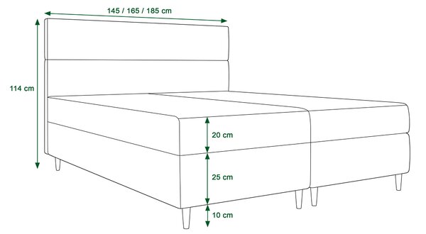 Pat matrimonial Boxspring 140 cm Flu (bej deschis) ( cu saltea și sp. depozitare). 1046533