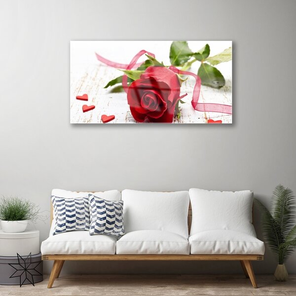 Tablou pe sticla Rose Floral Red