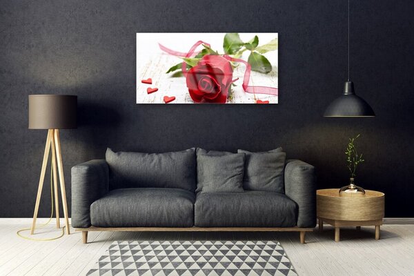 Tablou pe sticla Rose Floral Red
