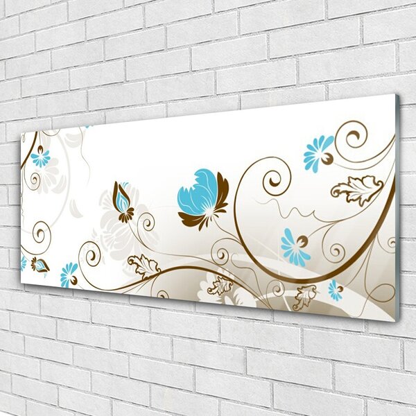 Tablou pe sticla Abstract Art Maro Albastru Alb Gri