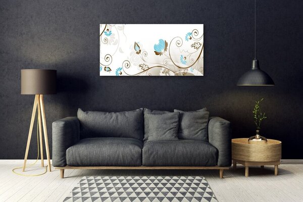 Tablou pe sticla Abstract Art Maro Albastru Alb Gri