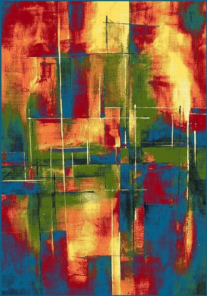 Covor Sufragerie Dormitor, Model Abstract 11023 120, Dreptunghiular, Multicolor Dreptunghi, Multicolor, 120x170