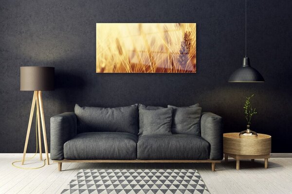 Tablou pe sticla Grâu Floral Brown