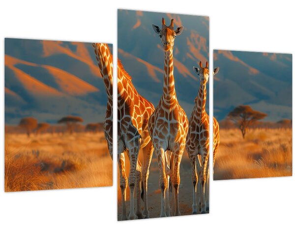 Tablou - Girafe pe pășune (90x60 cm)