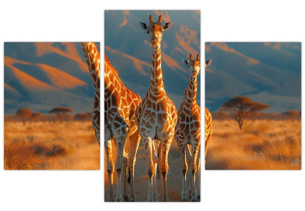 Tablou - Girafe pe pășune (90x60 cm)