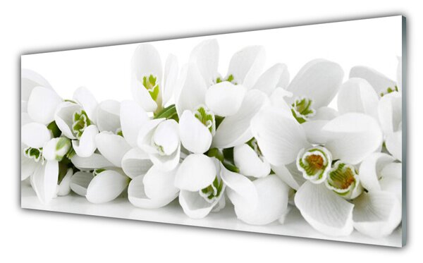 Tablou pe sticla Flori Floral Alb Verde