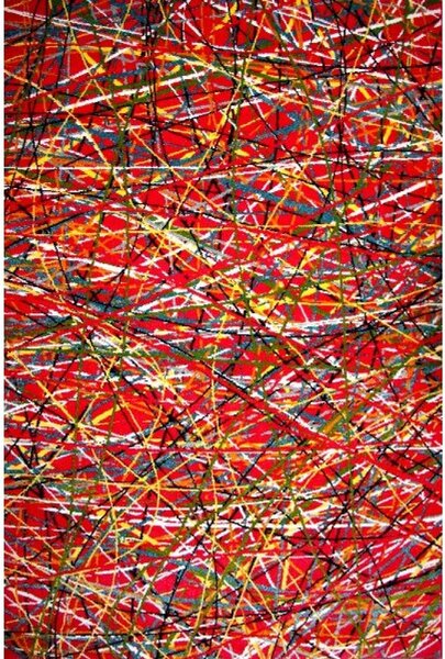 Covor Model Art, Rosu Rosu Multicolor, Dreptunghiular, 80x150