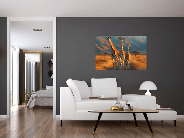 Tablou - Girafe pe pășune (90x60 cm)