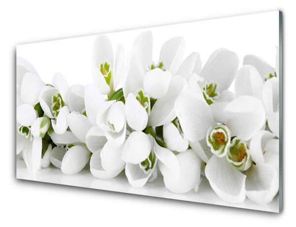 Tablou pe sticla Flori Floral Alb Verde