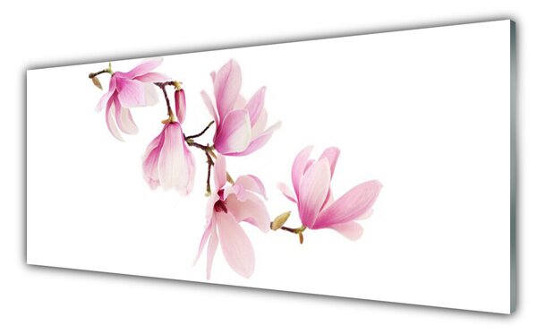 Tablou pe sticla Flori roz Floral