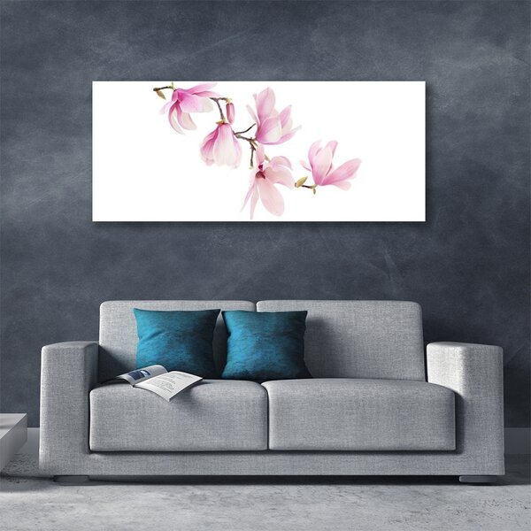 Tablou pe sticla Flori roz Floral