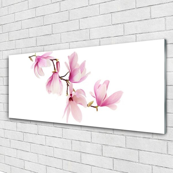 Tablou pe sticla Flori roz Floral