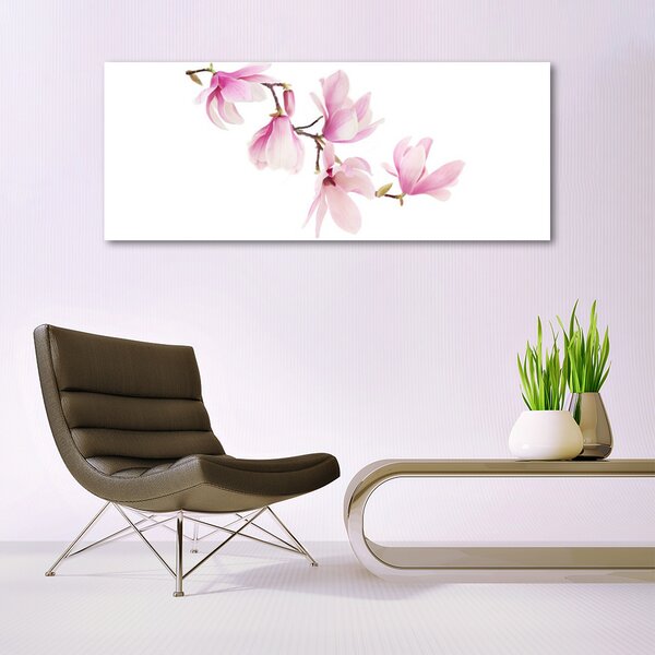 Tablou pe sticla Flori roz Floral