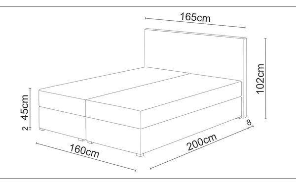 Pat matrimonial Boxspring 180 cm Fade 2 (gri) ( cu saltea și sp. depozitare). 1046502