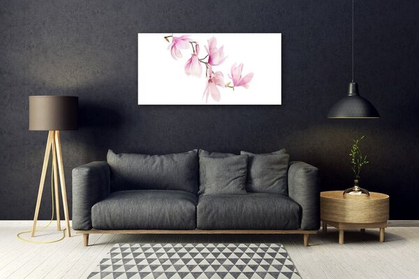 Tablou pe sticla Flori roz Floral