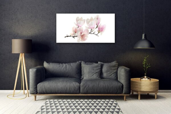 Tablou pe sticla Flori Floral Roz Alb