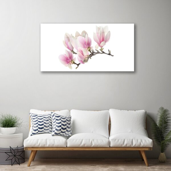 Tablou pe sticla Flori Floral Roz Alb