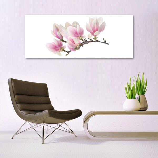 Tablou pe sticla Flori Floral Roz Alb