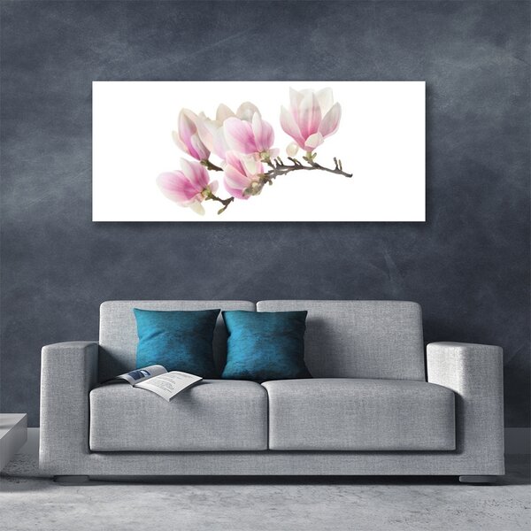 Tablou pe sticla Flori Floral Roz Alb