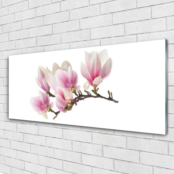 Tablou pe sticla Flori Floral Roz Alb