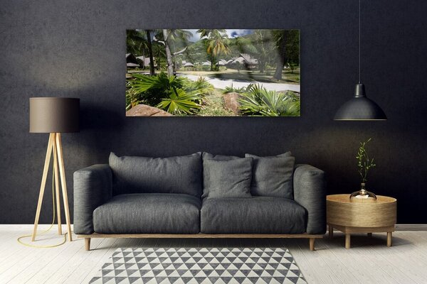 Tablou pe sticla Frunze de palmier Copaci Natura Verde Maro