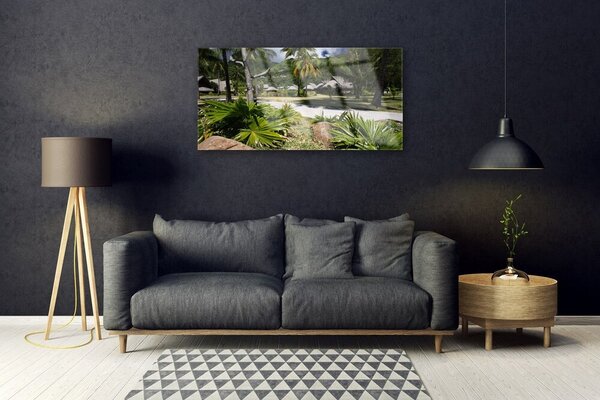 Tablou pe sticla Frunze de palmier Copaci Natura Verde Maro