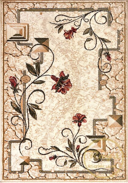 Covor Living Dormitor, Model Lotos Floral 587 116, Crem Bej 150x230
