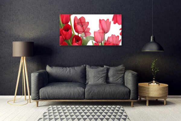 Tablou pe sticla Lalele Floral Red
