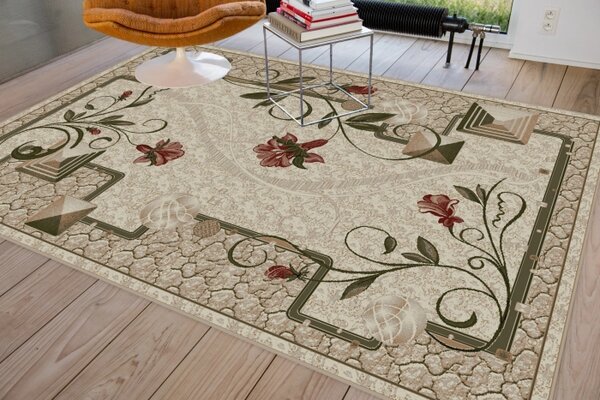 Covor Lotos 587-116, Marime 60 x 110 cm, Bej, Crem, Inaltime Fir 8 mm, Antialergic, Polipropilena, Living, Dormitor, Sufragerie, Birou 60 x 110