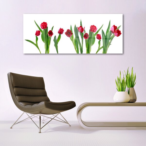 Tablou pe sticla Lalele Floral Red