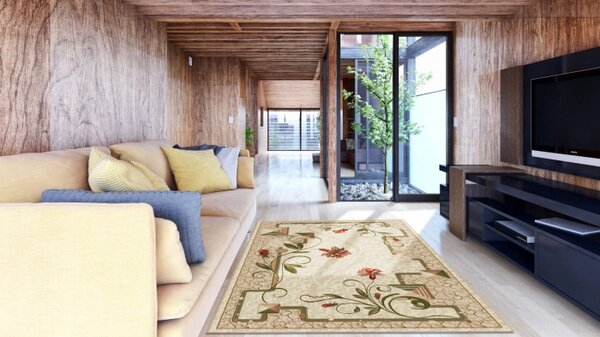 Covor Lotos 587-116, Marime 60 x 110 cm, Bej, Crem, Inaltime Fir 8 mm, Antialergic, Polipropilena, Living, Dormitor, Sufragerie, Birou 60 x 110